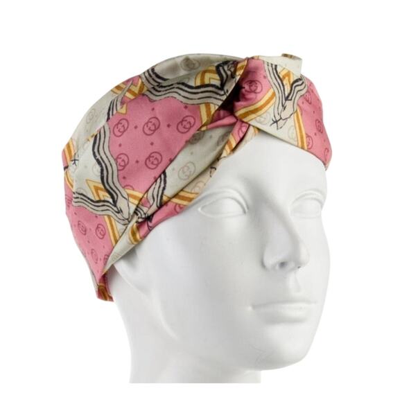 Gucci Beige pink multicolor GG Patterned Headband M sz main image 7